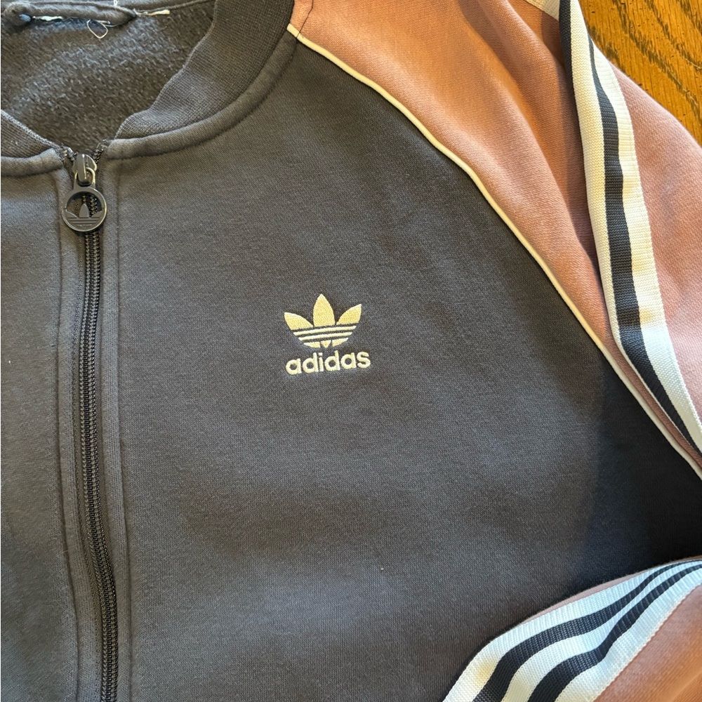 adidas Navy and Pink Zip-Up Track Jacket - Picture 3 of 3